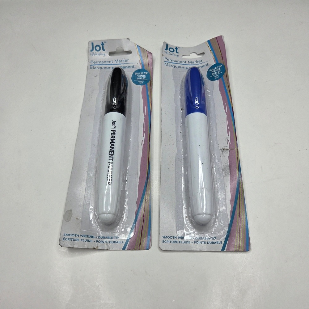 Jot Permanent Markers 2 Pack Bullet Tip Blue Black New Office School Supplies
